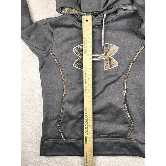 Under Armour Womens Sz Small Hoodie Gray Violet Camo Loose Storm Fleece Hunting - Picture 5 of 8